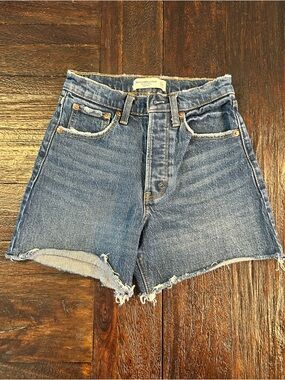 Abercrombie & Fitch Distressed Dad Short High Rise Blue Denim Cutoff Shorts